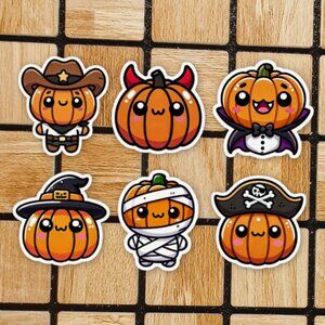Cute Halloween Pumpkin Sticker Pack of 12 Vinyl Stickers Waterproof Sticker Set